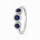 Fehér arany gyűrű három kék zafír és gyémánt kövekkel - 82032