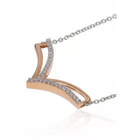 Vörös-Fehér arany gyémánt köves medál lánccal 82075