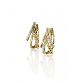   Sárga arany gyémánt köves zsanér záras fülbevaló 82076