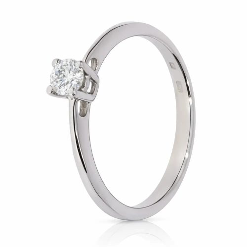 Fehér arany szoliter gyémánt gyűrű kecses sínnel elegáns stílus