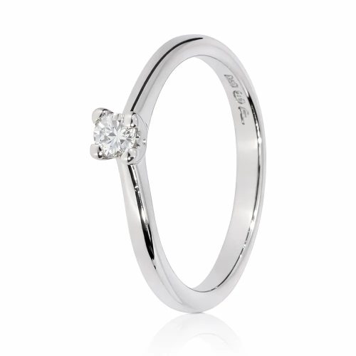 Fehér arany hullámos gyémánt gyűrű 0,20 ct kővel - 84335