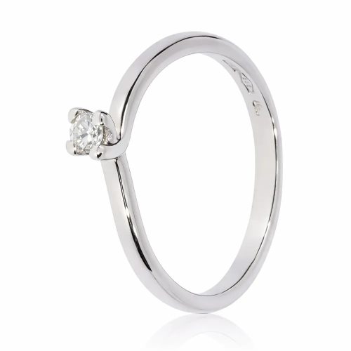 Fehér arany hullámos gyémánt gyűrű 0,20 ct kővel - 84335