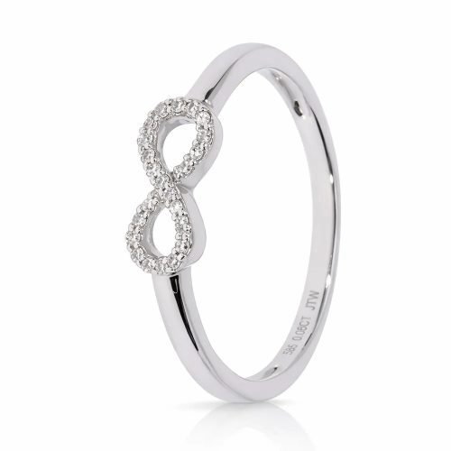 Fehér arany végtelen mintás gyémánt gyűrű sorköves kialakítással - 84996