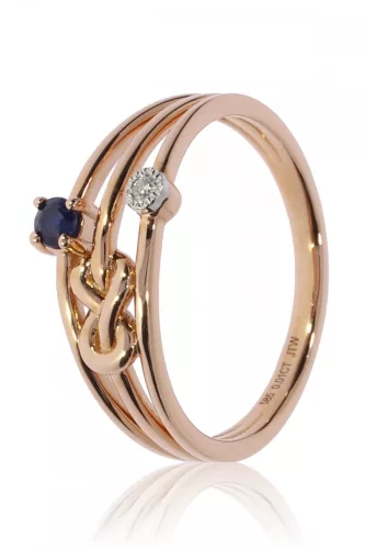 Vörös arany gyémánt és zafír köves gyűrű 85013