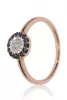 Vörös arany gyémánt és zafír köves gyűrű 85016