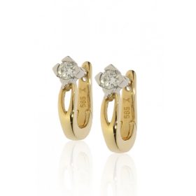   Sárga-Fehér arany gyémánt köves zsanér záras fülbevaló 86239