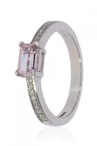 Fehér arany gyémánt és morganit köves gyűrű 86255
