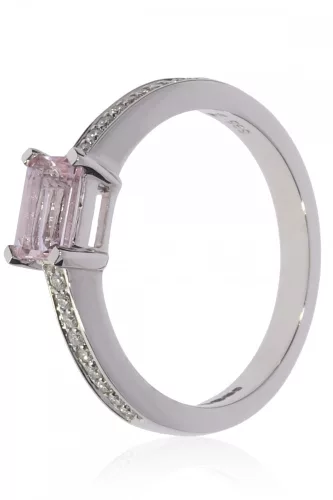 Fehér arany gyémánt és morganit köves gyűrű 86255