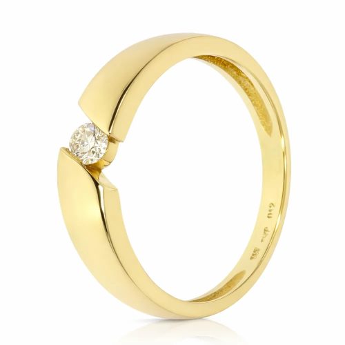 Sárga arany lebegő gyémánt gyűrű 0,12 ct briliáns kővel - 87582