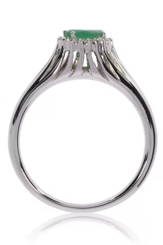 Fehér arany gyémánt és smaragd köves gyűrű 87592