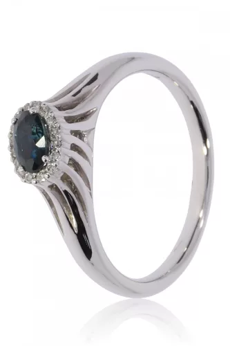 Fehér arany gyémánt és zafír köves gyűrű 87593