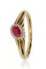 Sárga arany gyémánt és rubin köves gyűrű 87594