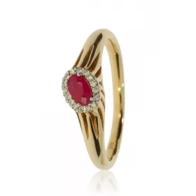 Sárga arany gyémánt és rubin köves gyűrű 87594