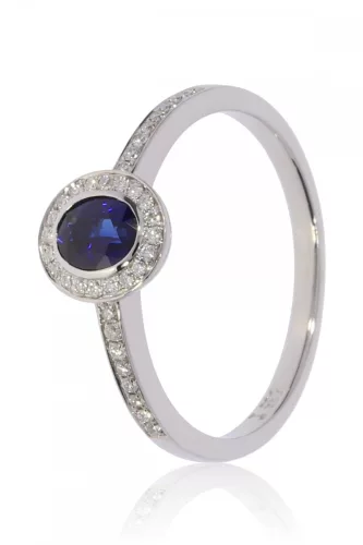 Fehér arany gyémánt és zafír köves gyűrű 89079