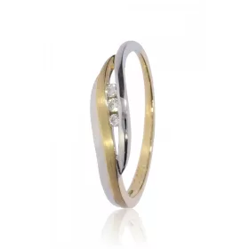 Sárga-Fehér arany gyémánt köves gyűrű 89091