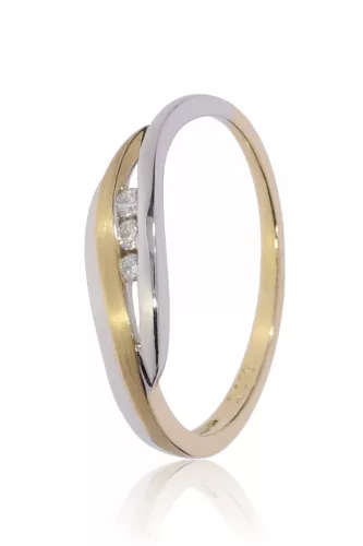 Sárga-Fehér arany gyémánt köves gyűrű 89091