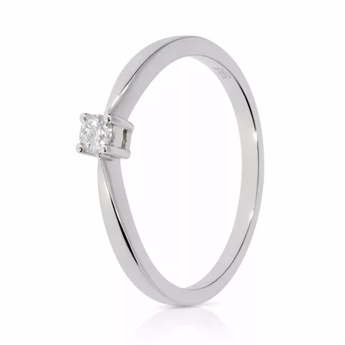 Fehér arany gyűrű középső gyémánt kővel elegáns szoliter ékszer - 89130