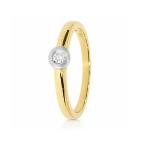 Sárga arany gyémánt gyűrű fehér arany foglalattal - 89156