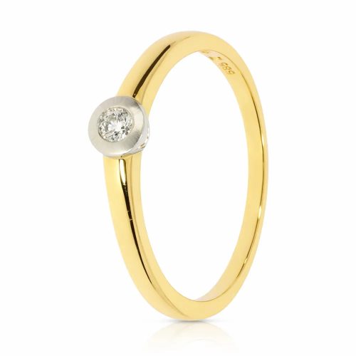 Sárga arany gyémánt gyűrű fehér arany foglalattal - 89156