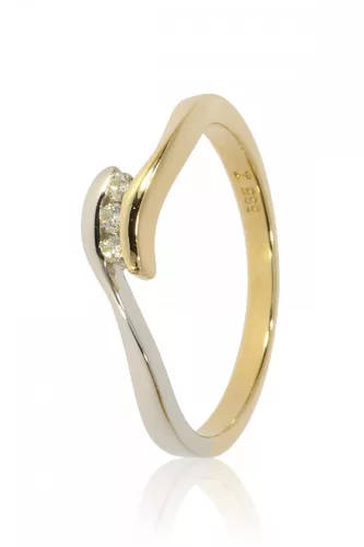 Sárga-Fehér arany gyémánt köves gyűrű 89178