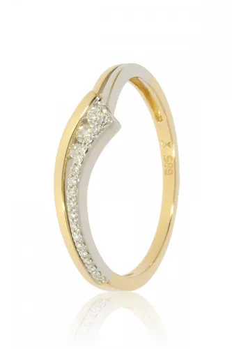 Sárga-Fehér arany gyémánt köves gyűrű 89181