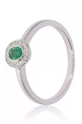 Fehér arany gyémánt és smaragd köves gyűrű 89185