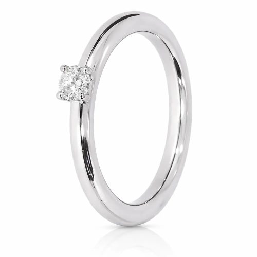 Fehér arany gyémánt gyűrű henger profil elegáns fényes kivitel