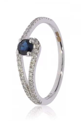 Fehér arany gyémánt és zafír köves gyűrű 89547