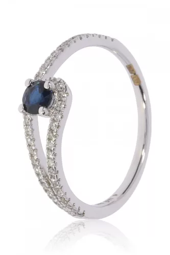 Fehér arany gyémánt és zafír köves gyűrű 89547