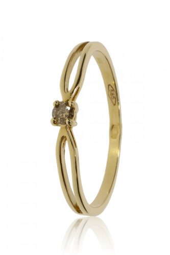 Sárga arany champagne gyémánt köves gyűrű 89751