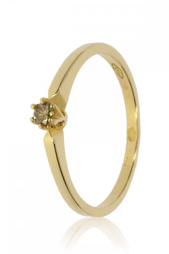 Sárga arany champagne gyémánt köves gyűrű 89755