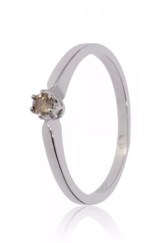 Fehér arany champagne gyémánt köves gyűrű 89757