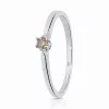 Fehér arany szoliter gyűrű champagne gyémánt kővel - 89765