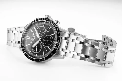 Roamer Mercury Chrono férfi karóra – ezüst nemesacél tok és szíj, fekete számlap (968988418520)