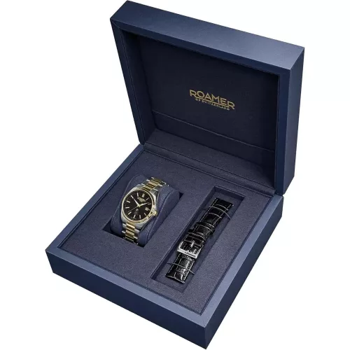Roamer Elite 970983 47 85 20 férfi karóra acél + bőr szíjjal