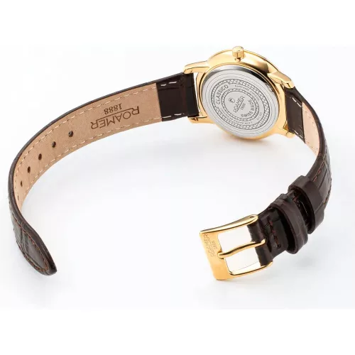 Roamer Classico 971857 48 55 05 női karóra arany tok, barna bőr