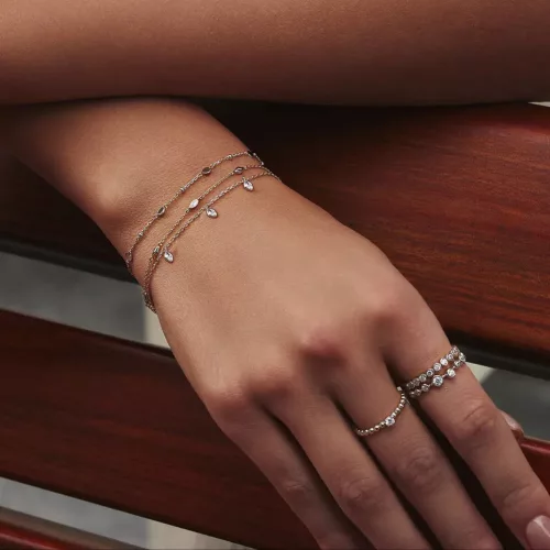 Ania Haie ezüstszínű „Multi Rhombus Station” karkötő – fehér cirkónia kövekkel B066-03H