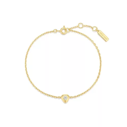 Ania Haie aranyszínű karkötő – egyetlen cirkóniakővel (B067-01G)