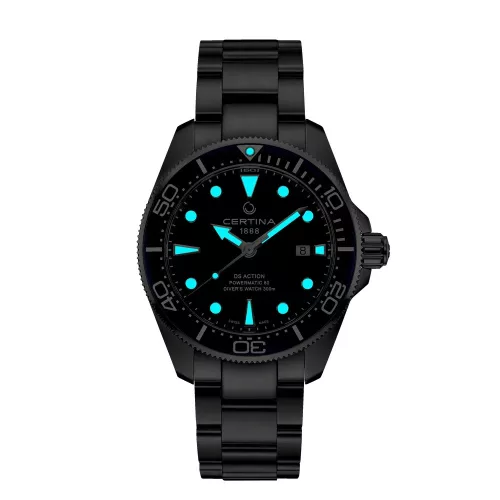 certina ds action diver 43mm kek szamlap acel tok automata