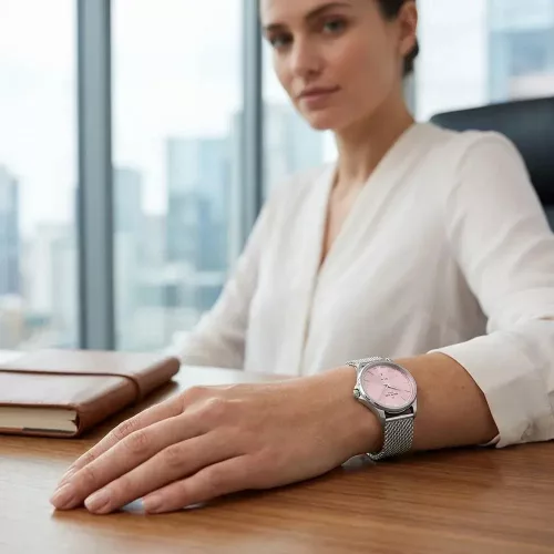 Certina DS-8 Lady női karóra rózsaszín számlappal és milánói szíjjal