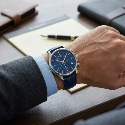 Certina DS-8 Chrono férfi kronográf karóra kék számlappal