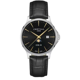 Certina DS-8 Moonphase fekete számlapos elegáns férfi karóra