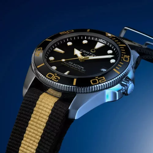 Certina DS Action Diver Powermatic 80 40.5 mm automata férfi búváróra – fekete számlap, NATO szíj