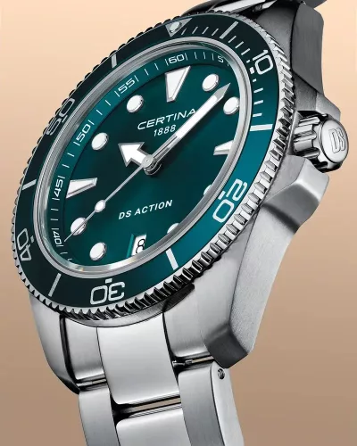 Certina DS Action férfi karóra zöld számlappal acélcsaton 40 mm
