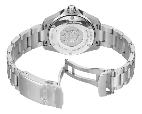 Certina búvár karóra fekete számlappal acél szíjjal 38 mm