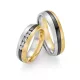 5mm széles Sárga-Fehér arany és Cirkónium Karikagyűrű pár gyémánt kővel - 10090/10100