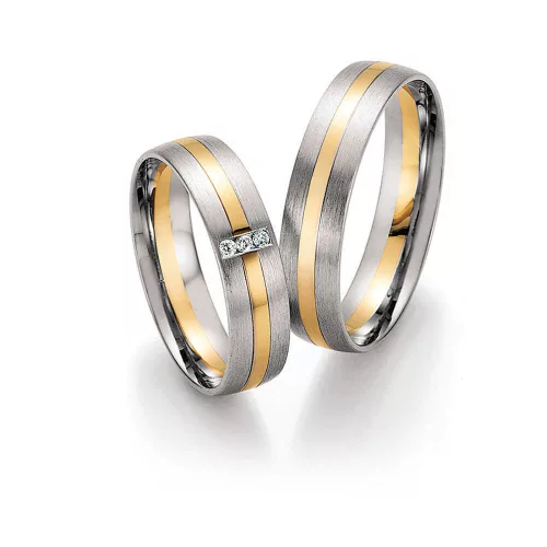 5mm széles Fehér-Sárga arany gyémánt köves Karikagyűrű pár - 32130/32140