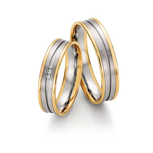 5mm széles Fehér-Sárga arany gyémánt köves Karikagyűrű pár - 32170/32180