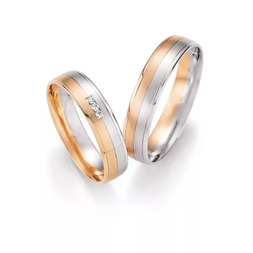 4,5mm széles Fehér-Vörös arany gyémánt köves Karikagyűrű pár - 43130/43140
