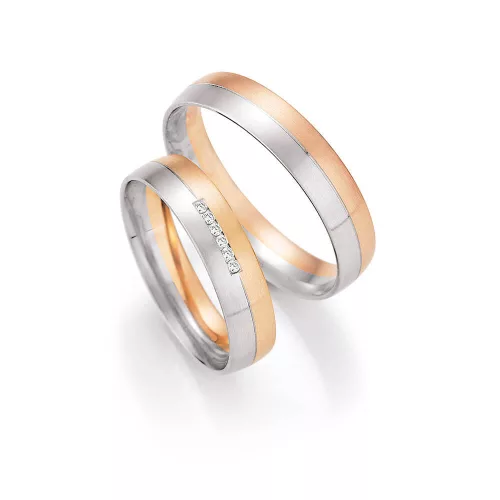 4,5mm széles Fehér-Vörös arany gyémánt köves Karikagyűrű pár - 43150/43160